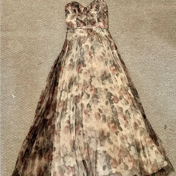 Most Beautiful Day Ivory Multi Floral Print Organza Maxi Dress - Picture 4 of 6